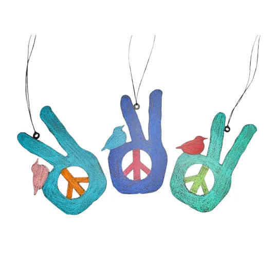 Peace Sign Ornament Hippie Hand Bird