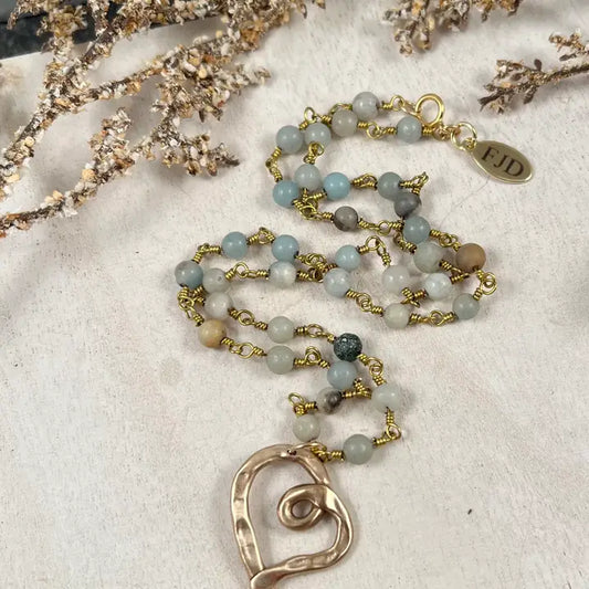 Heart Necklace with Amazonite