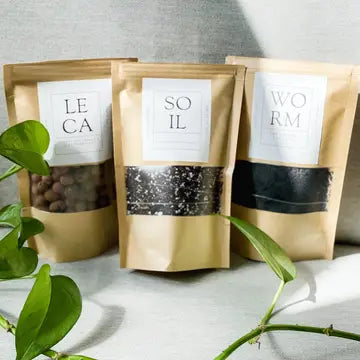 Chunky Potting Soil, Worm Castings, and Leca