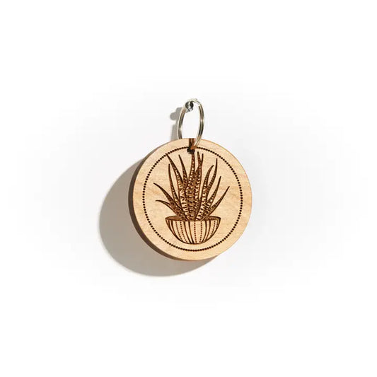 Succulent Wood Keychain