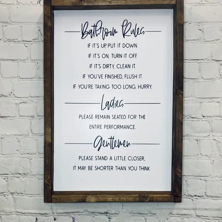 Bathroom Rules Framed Sign