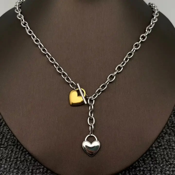 Golden Ss Two Tone Heart Charm