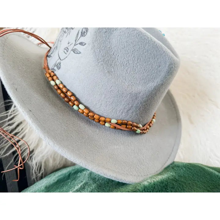 Wood & Jade Hat Band Hat Accessory