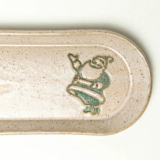 Classic Green Santa Christmas Handmade Ceramic 12" Platter