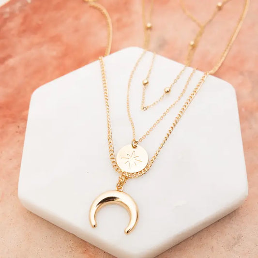 Moon Knight Layered Gold Necklace