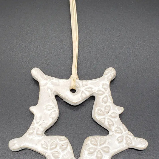 Snowflake Shaped Handmade Stoneware Ornaments