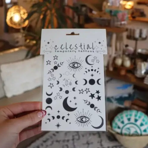 Temporary Tattoo Sheet | Celestial | Moons | Star Tattoo