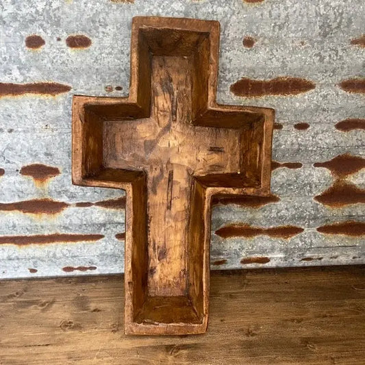 Wood Cross Carved Bowl