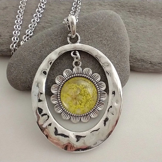 Pressed Flower Statement Necklace