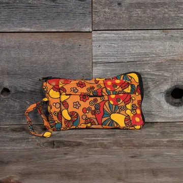 Boho Hippie Padded Stash Bag with Print Double Pocket