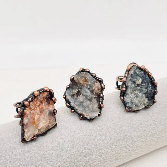Irregular Natural Agate Rough Stone Adjustable Ring