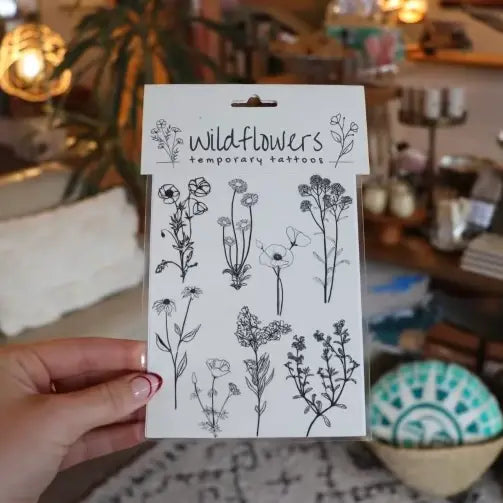 Temporary Tattoo Sheet | Black Flower Tattoos | Wildflowers