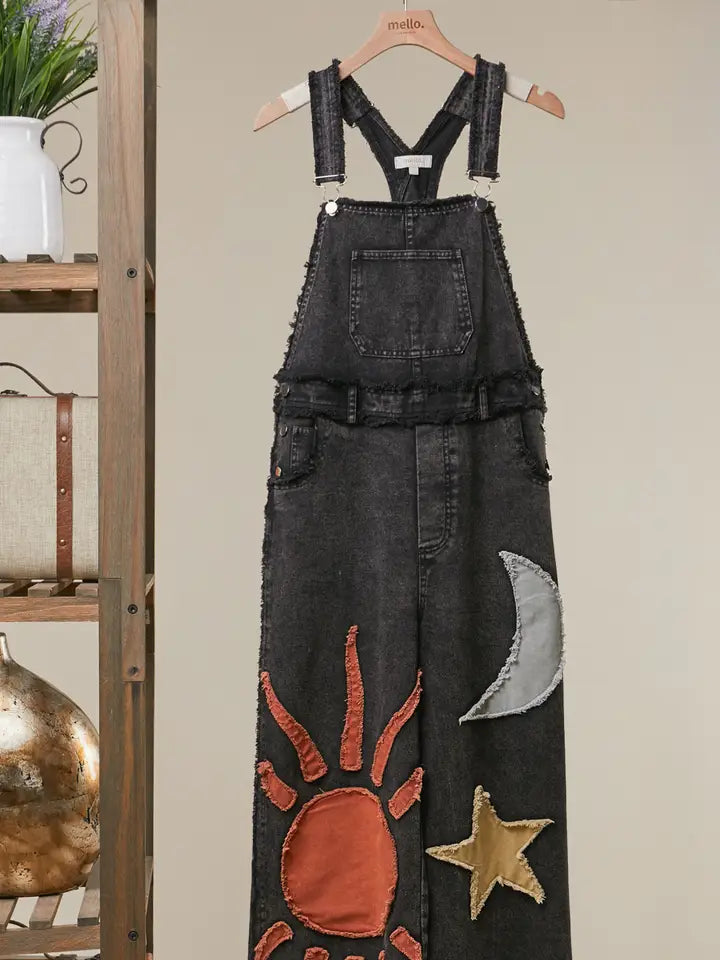 Moon and Star Patchwork Overalls
