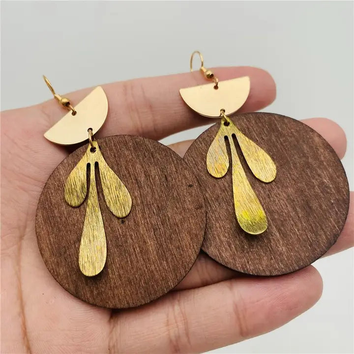 Metal Simple Wooden Earrings