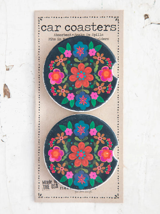 Flower Design Car Coasters