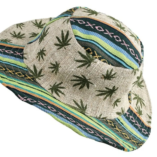 Gheri Hemp Hat with Pot Leaf
