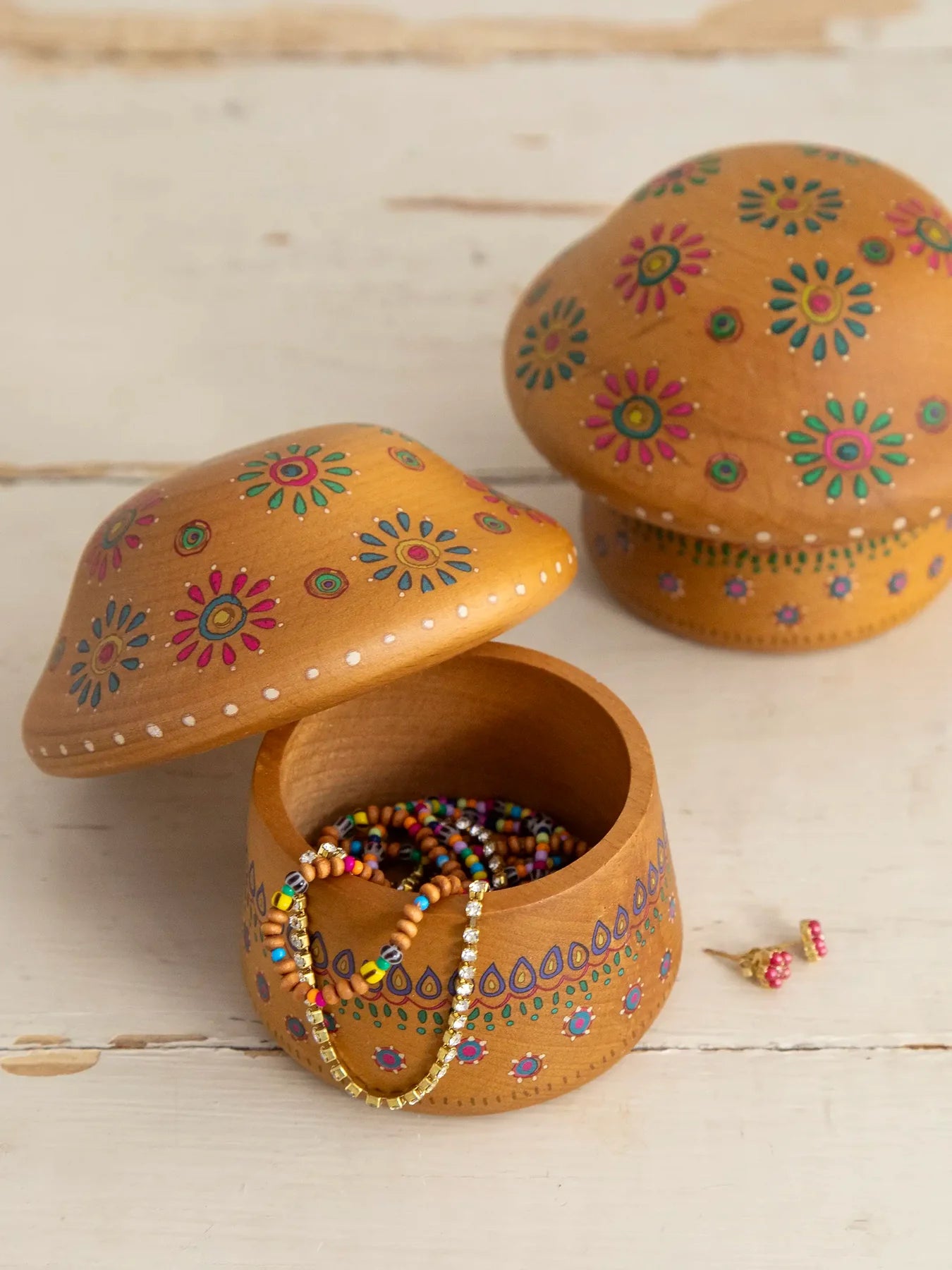 Wooden Treasure Box Mushroom Shape