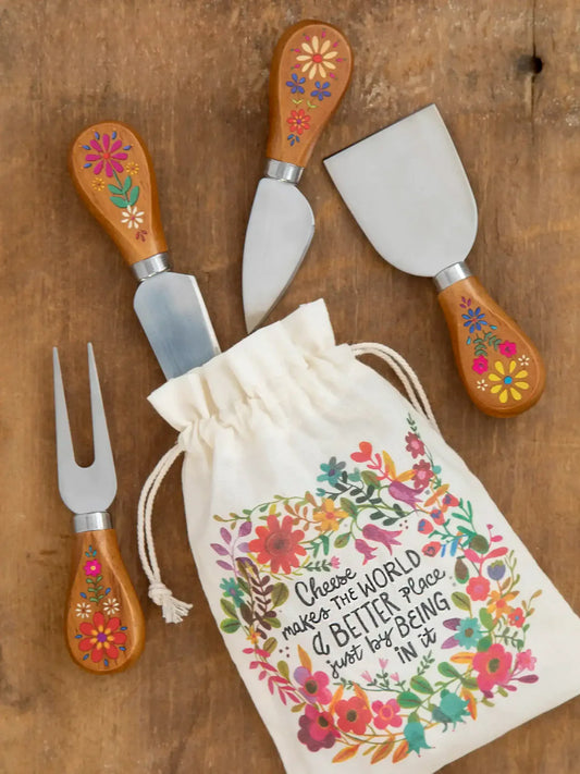 Folk Flower Cheese Knives