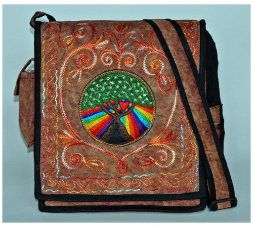 Eden Tree of Life Embroidered Crossbody Bag
