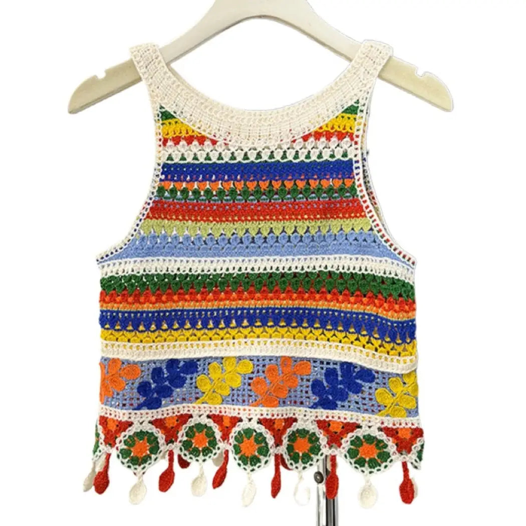 Boho Colorblock Knit Vest