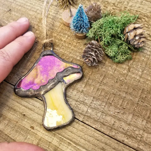 Stained Glass Mushroom Ornament