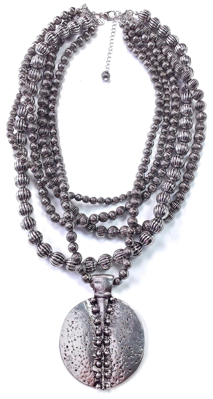 Multi Standard Pendant Necklace in Antique Silver