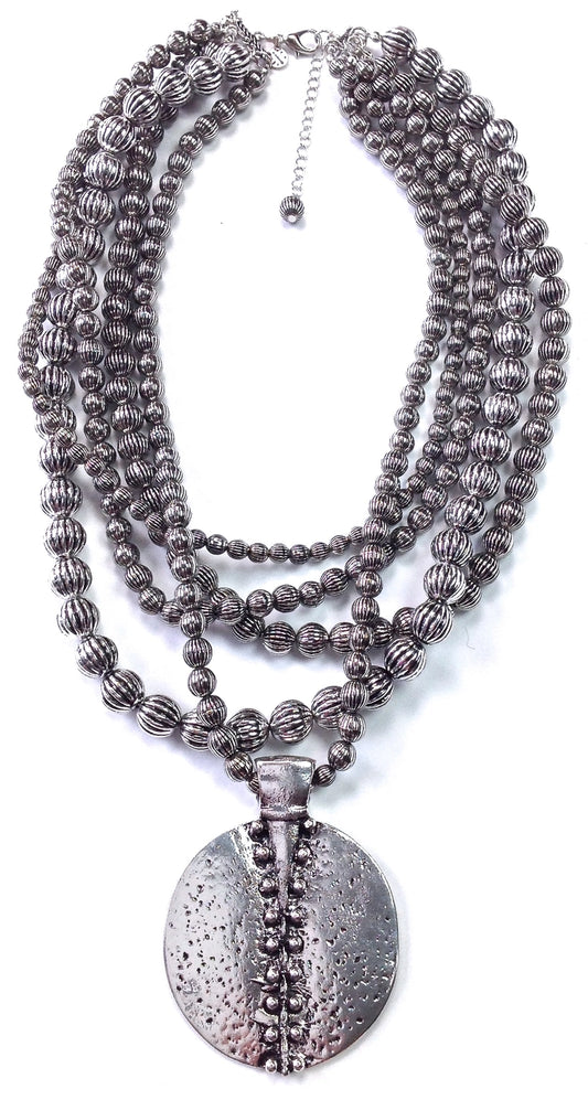Multi Standard Pendant Necklace in Antique Silver