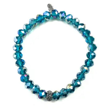 Bracelet Beaded Faceted Glass
