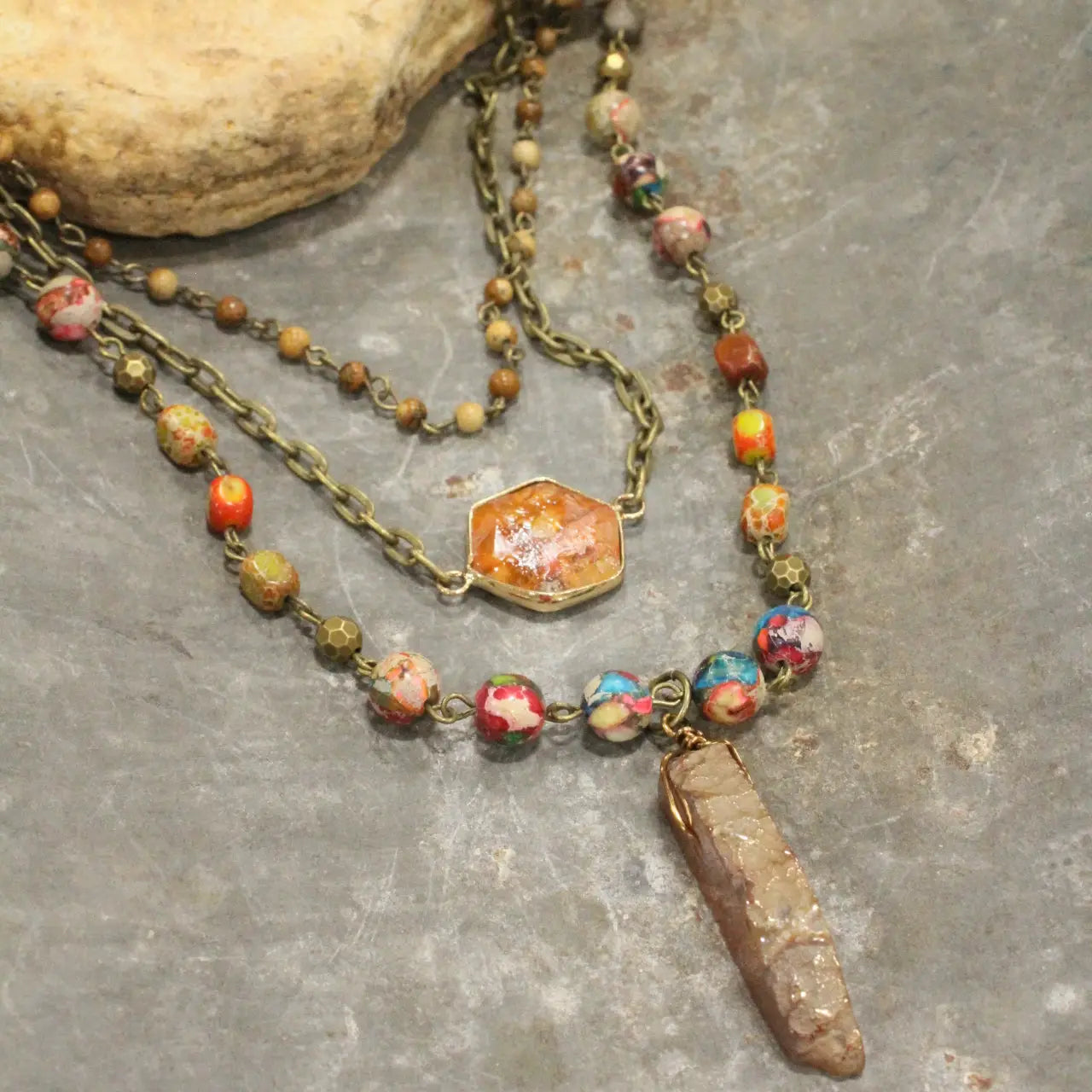 Bohemian Layered Mixed Stone Necklaces