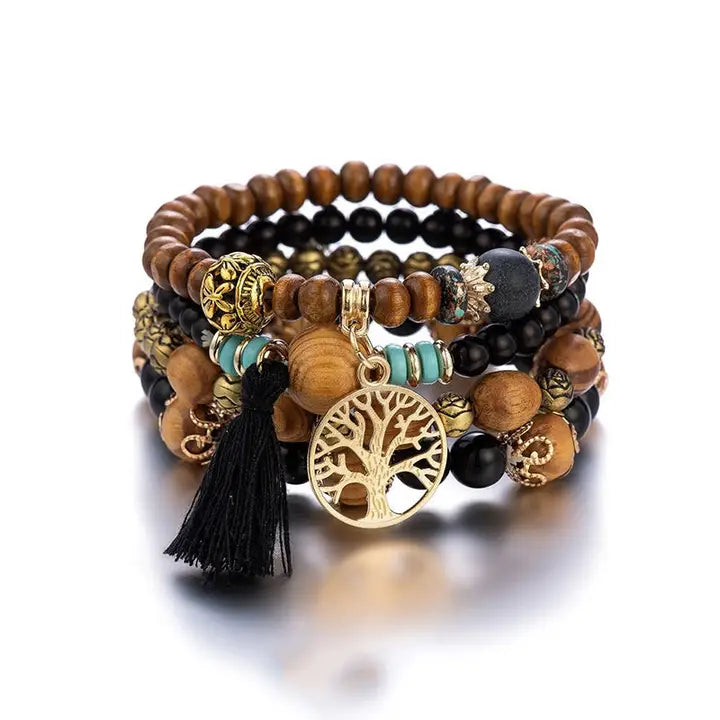 Bohemian Multi-Layer Wood Beads
