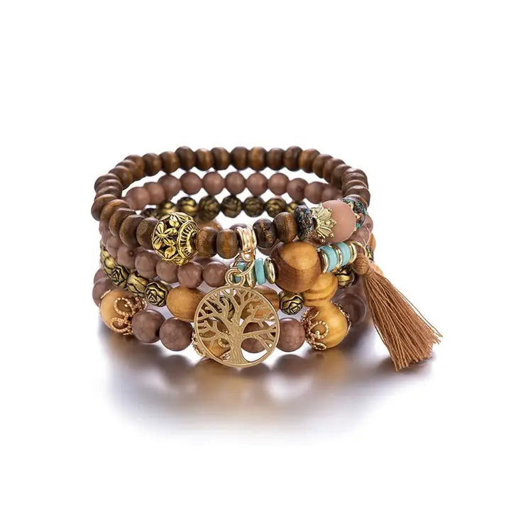 Bohemian Multi-Layer Wood Beads