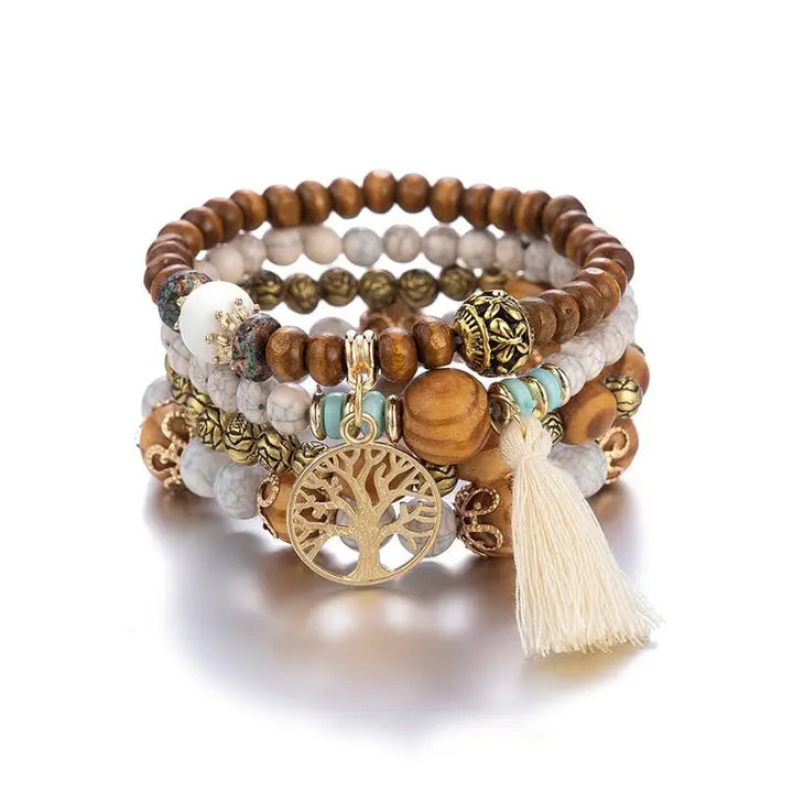 Bohemian Multi-Layer Wood Beads