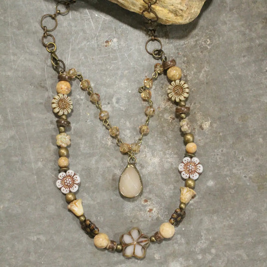 Czech Me Out Elite Beige & Natural Layered Necklace