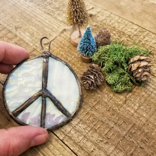 Stained Glass Peace Sign Ornament