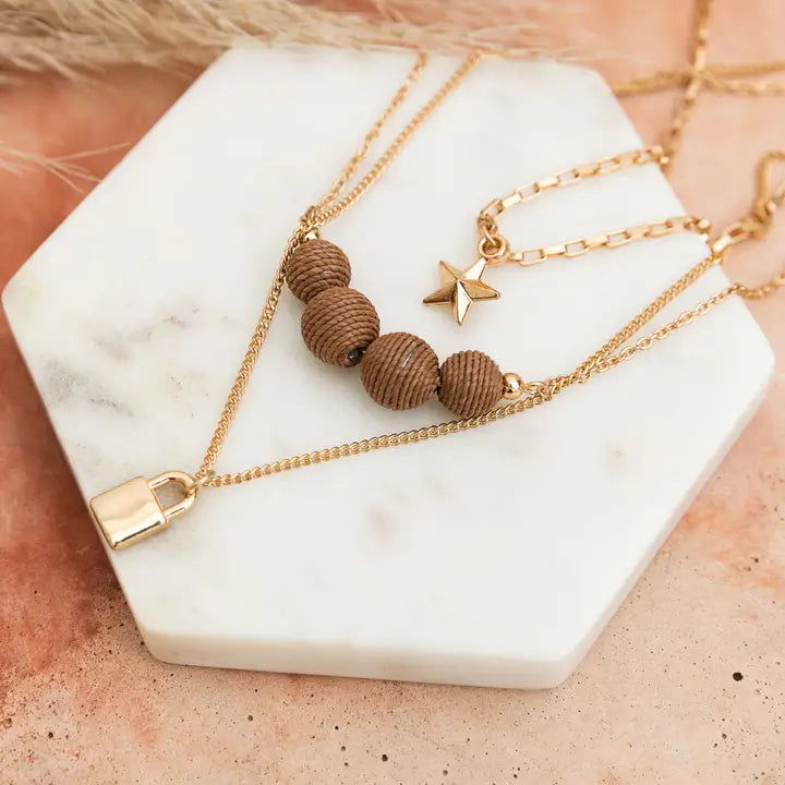 Rustic Gold Charmed Necklace