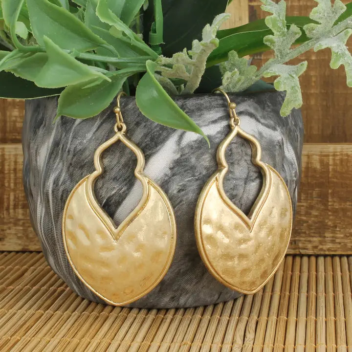 Gold Arabesque Hammered Earrings