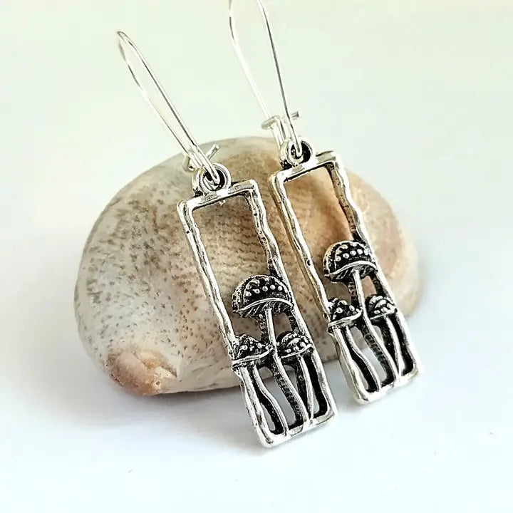 Mushroom Earrings - Silver