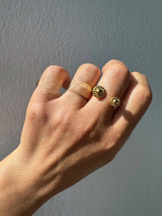 Gold Two Spheres Ring