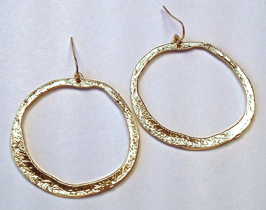 Gold Hammered Dangle Earrings