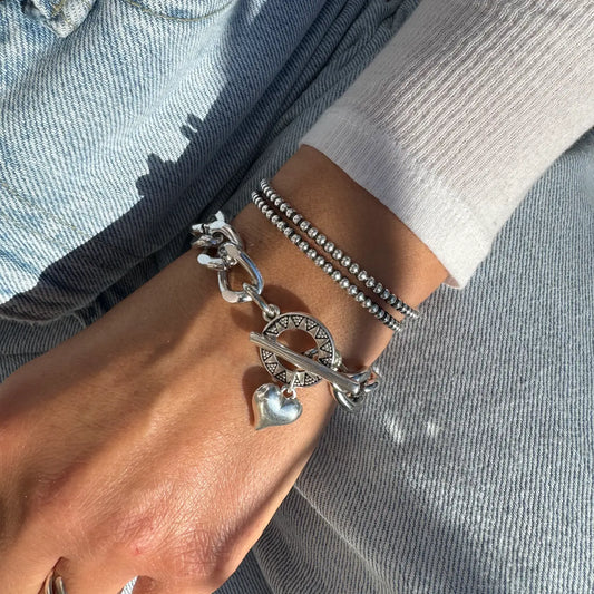 Silver Heart Love Bracelet
