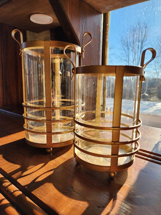 Gold Glass Candle Holders