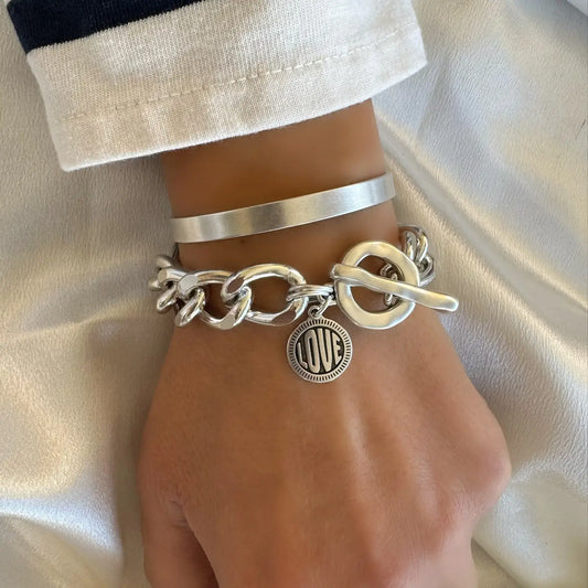 Women's Thin Silver Bangle Bracelet