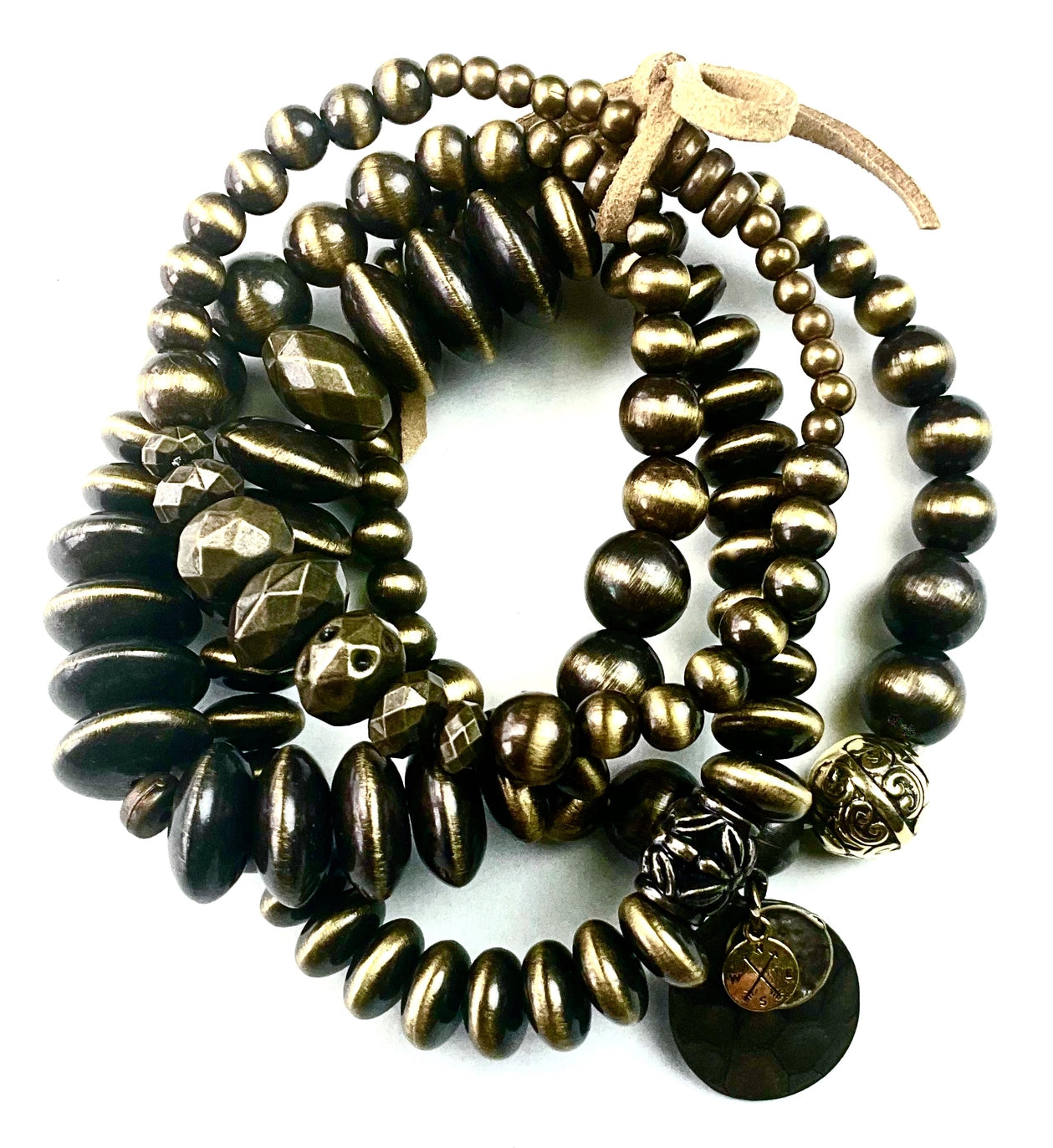 Mixed Faux Navajo Pearls, Glass & Coins Stretch