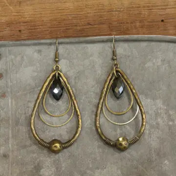 Layers of Charm Navy Crystal Drop Earrings