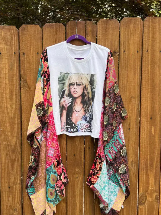 Vintage Western Print Kimono Sleeve Oversized Tee