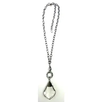 Necklace Chain w/Edged Faceted Glass Pendant