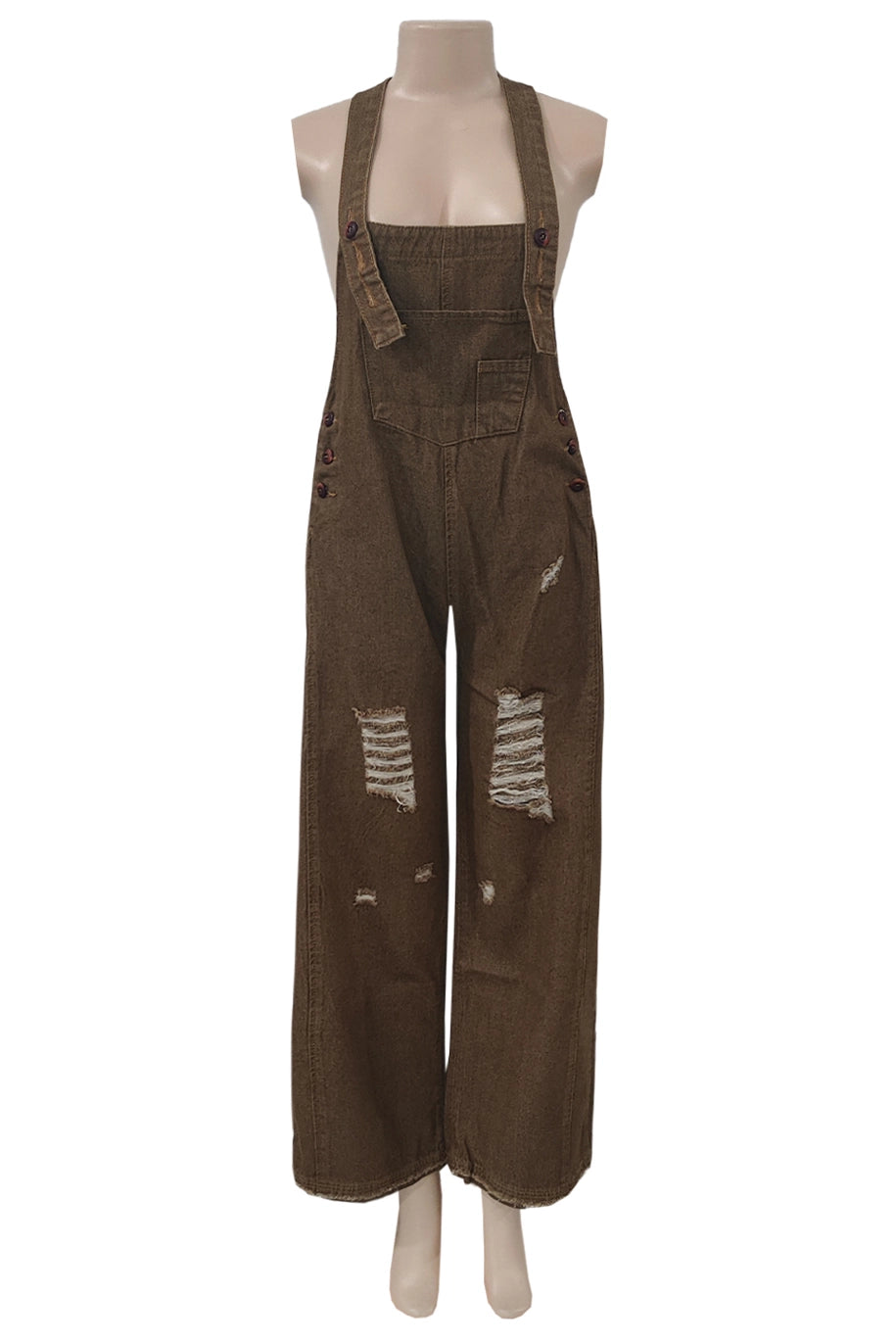 Southern Country Distressed Washed Denim Overall
