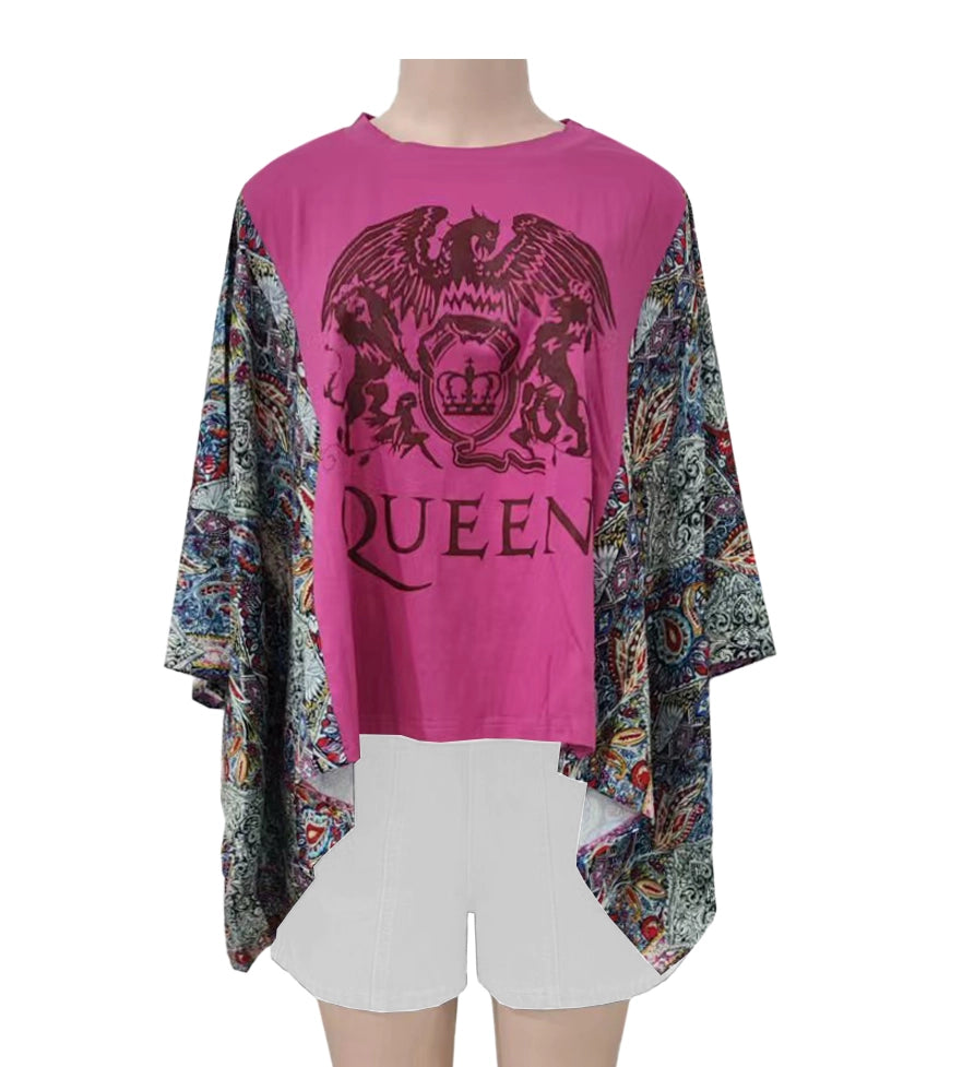 Vintage Western Print Kimono Sleeve Oversized Tee