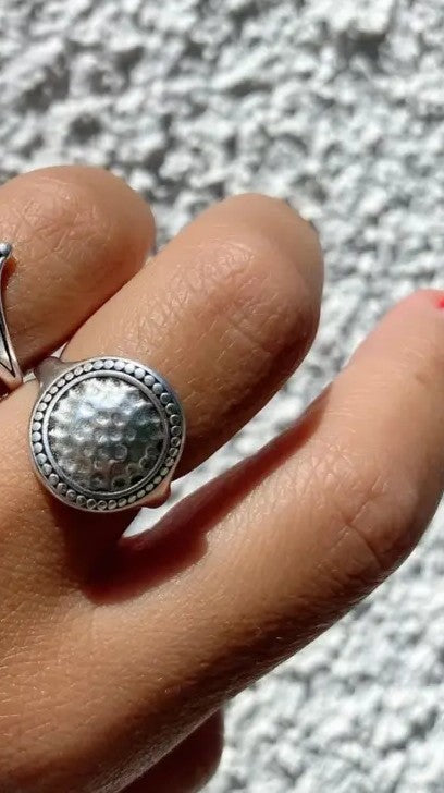 Boho Silver Wide Round Ring