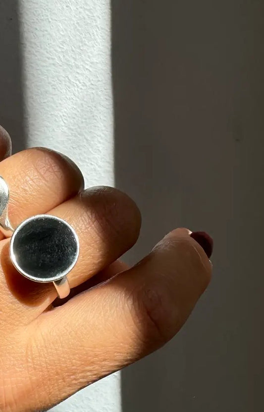 Women's Big Silver Disc Ring